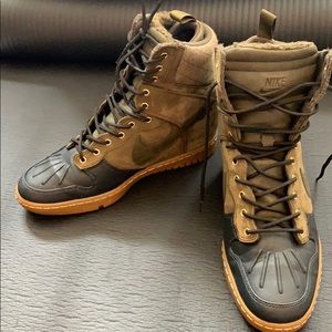 Olive Green Nike Wedged Boots